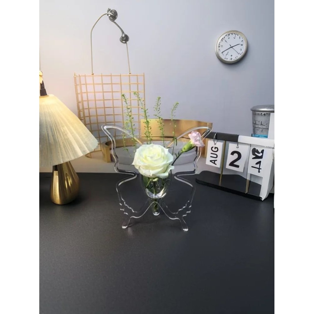 Transparent Acrylic Butterfly Photo Frame Vase For Flowers 6