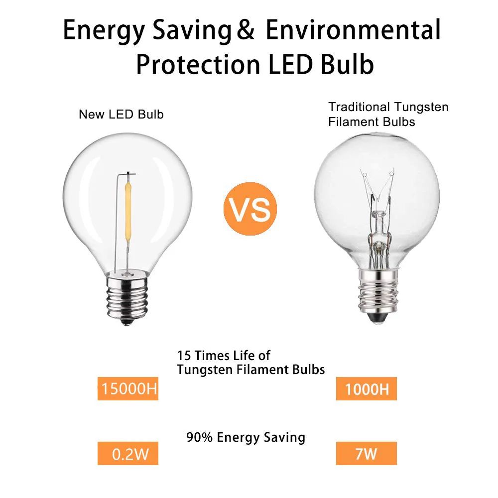 30 M G40 LED Outdoor String Lights 50 Bulbs 7