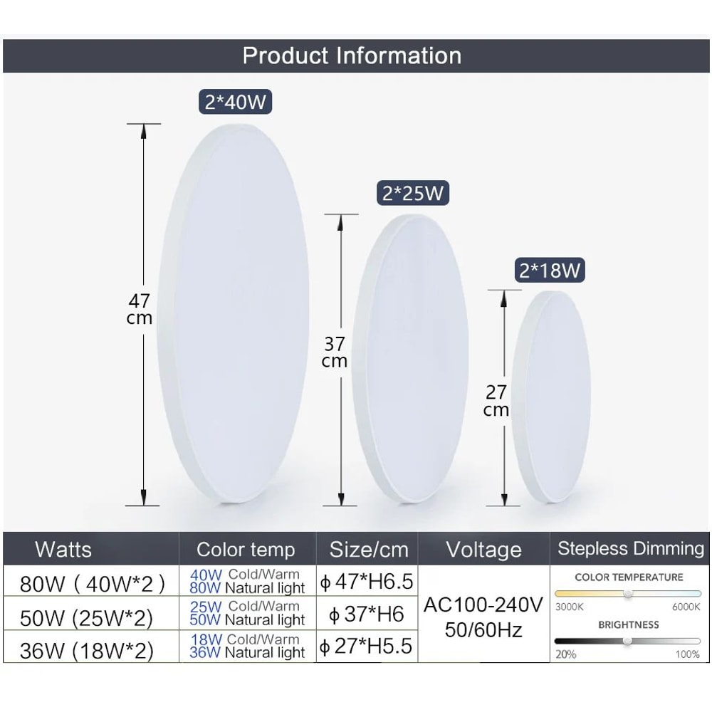 Smart LED Ceiling Lamp 36W50W With App Remote Control 6