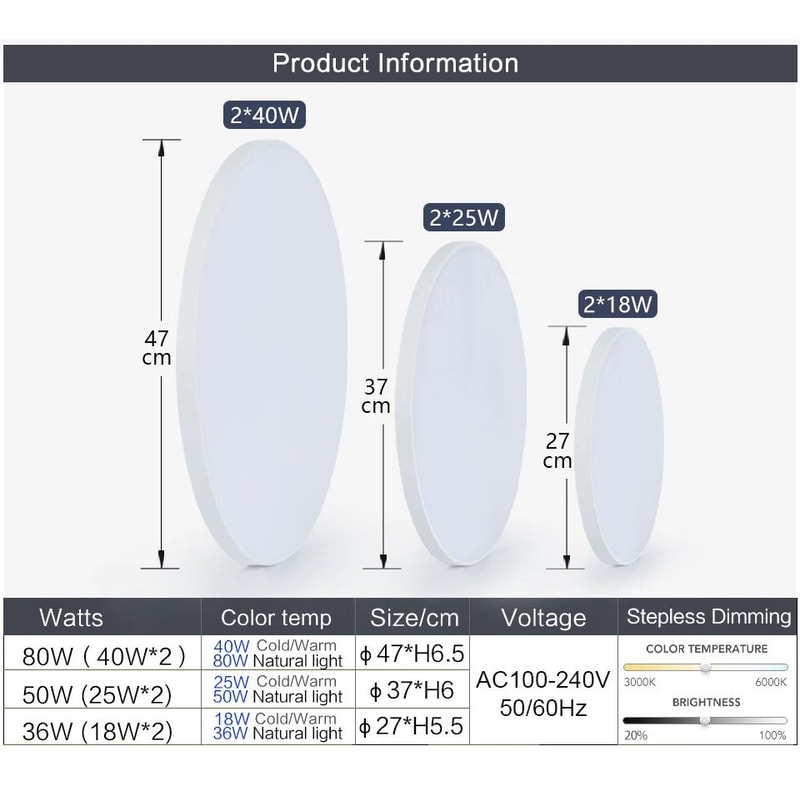 Smart LED Ceiling Lamp 36W50W With App Remote Control 6