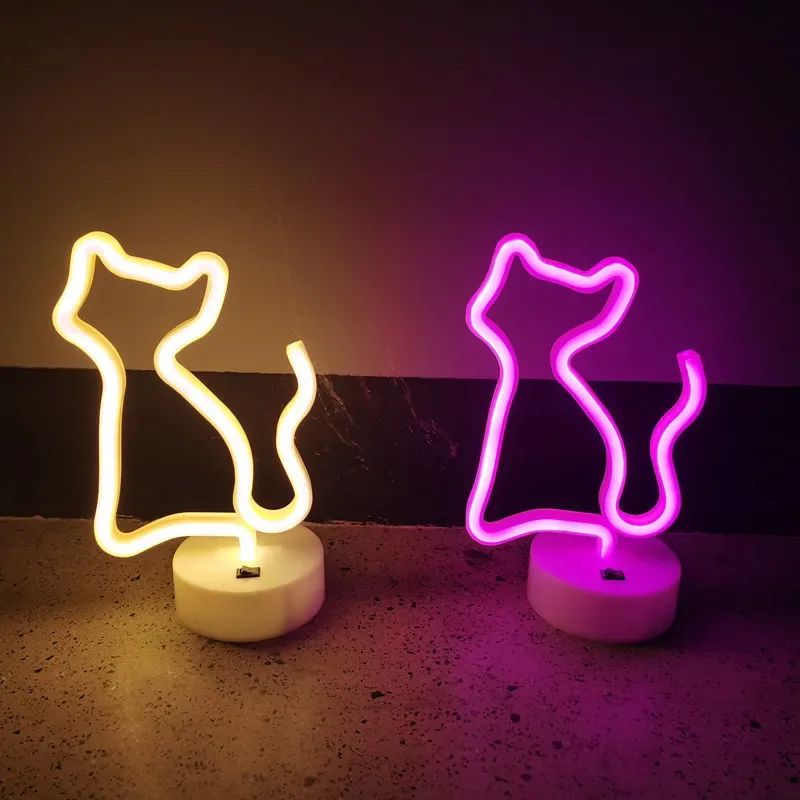 LED Cat Neon Light Sign USB Battery LED Lamp 2