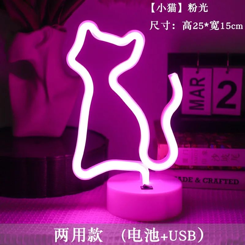 LED Cat Neon Light Sign USB Battery LED Lamp 4