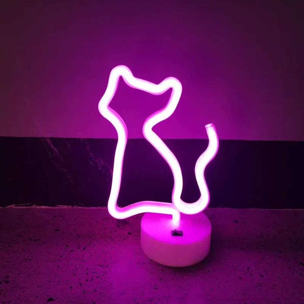 LED Cat Neon Light Sign USB Battery LED Lamp 8