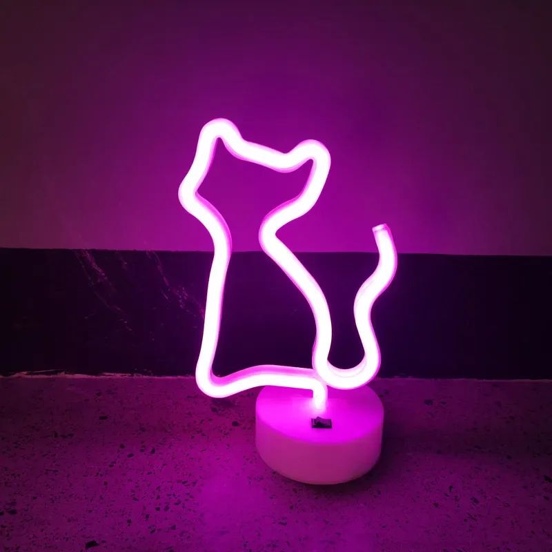 LED Cat Neon Light Sign USB Battery LED Lamp 8