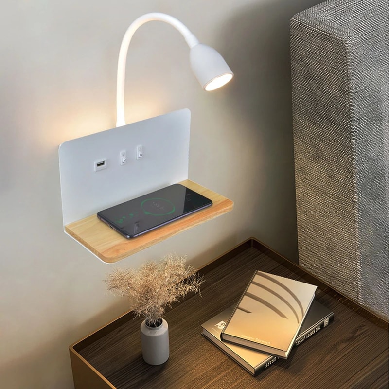 360 Rotatable USB And Wireless Charging LED Wall Lamp 0