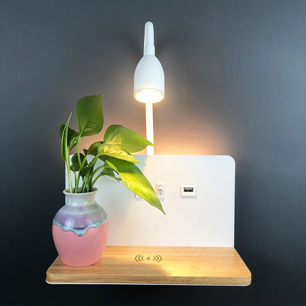360 Rotatable USB And Wireless Charging LED Wall Lamp 2