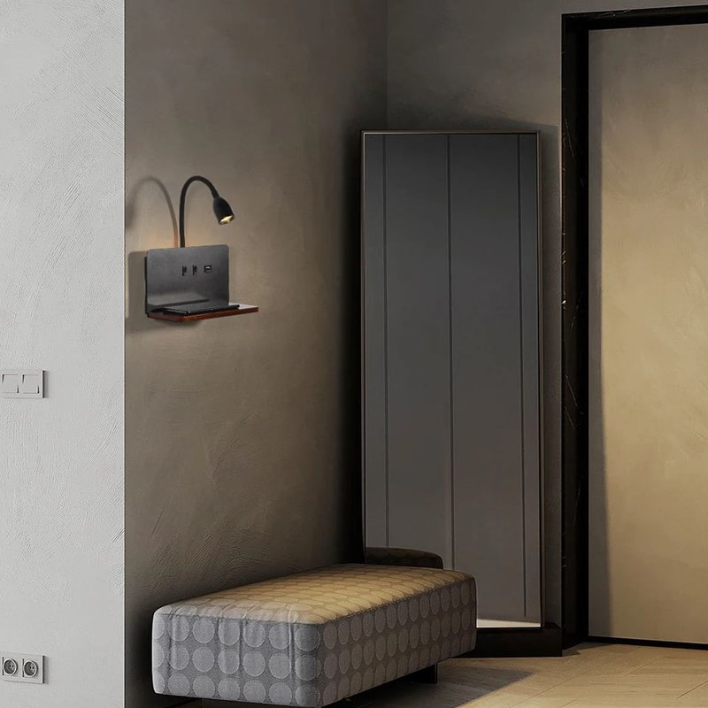 360 Rotatable USB And Wireless Charging LED Wall Lamp 4