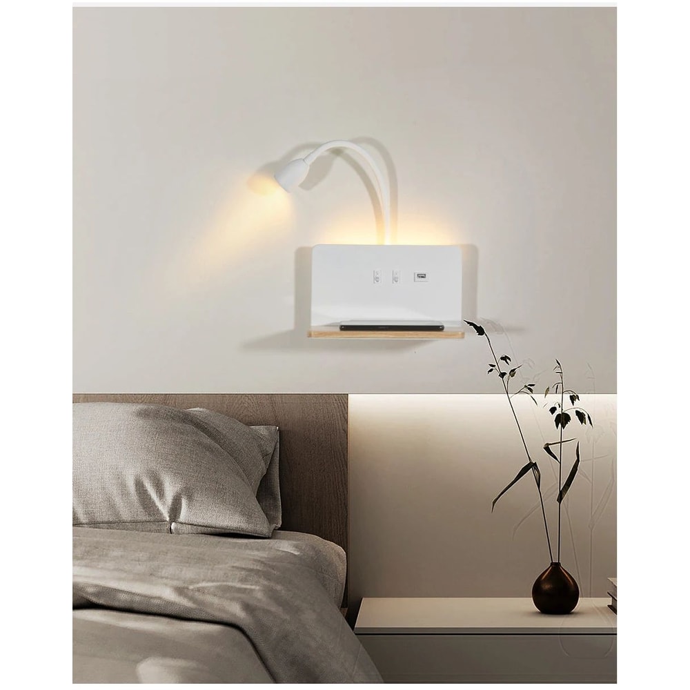 360 Rotatable USB And Wireless Charging LED Wall Lamp 7