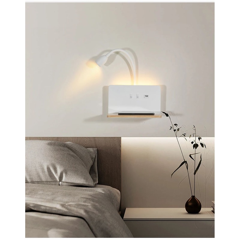 360 Rotatable USB And Wireless Charging LED Wall Lamp 7