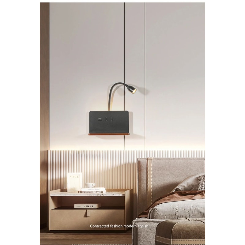 360 Rotatable USB And Wireless Charging LED Wall Lamp 8