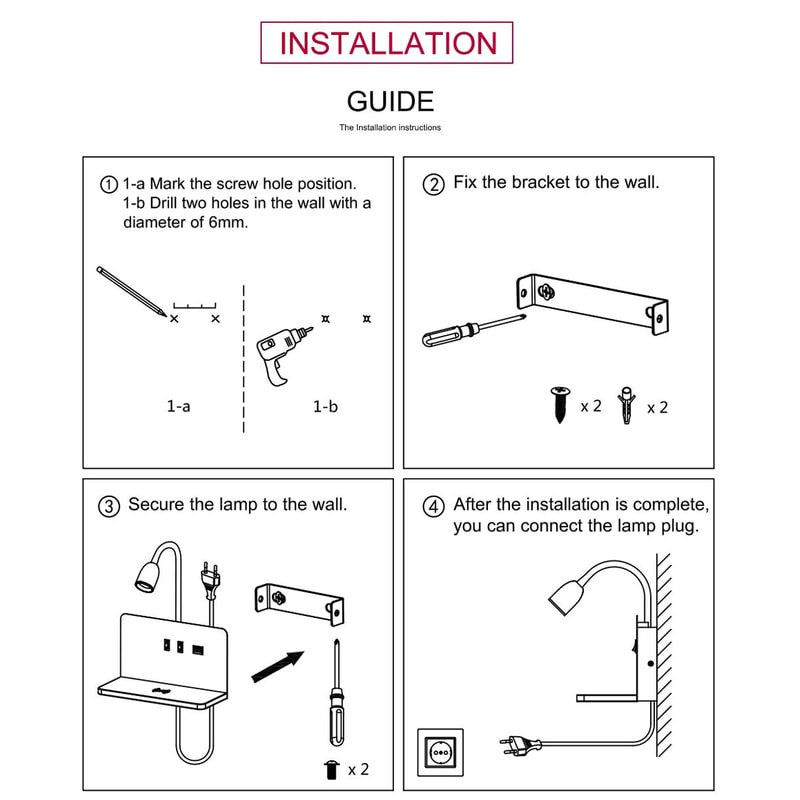 360 Rotatable USB And Wireless Charging LED Wall Lamp 9