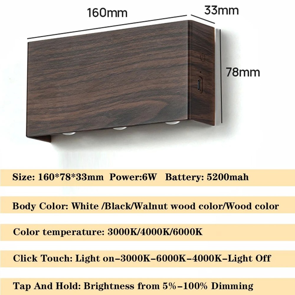 Remote Control Touch Dimmable LED Wall Lamp 5