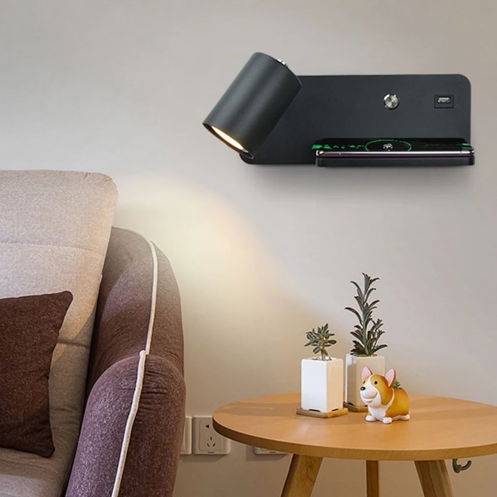 Nordic USB And Wireless Charging LED Wall Lamp 5 W 1