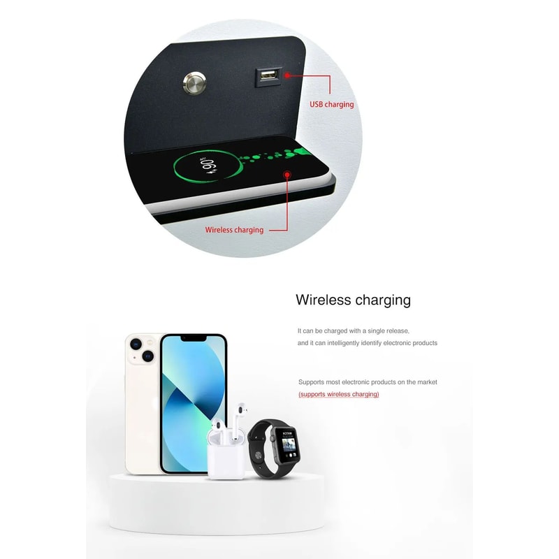 Nordic USB And Wireless Charging LED Wall Lamp 5 W 6
