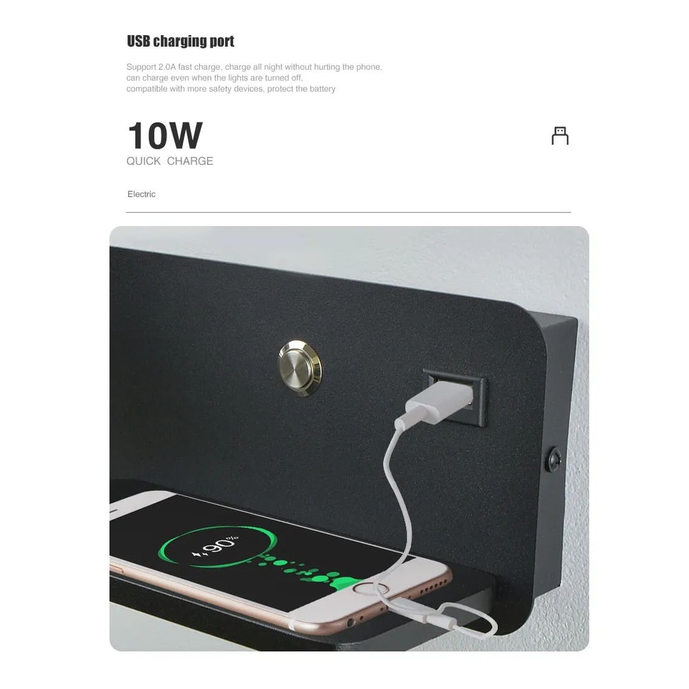 Nordic USB And Wireless Charging LED Wall Lamp 5 W 9
