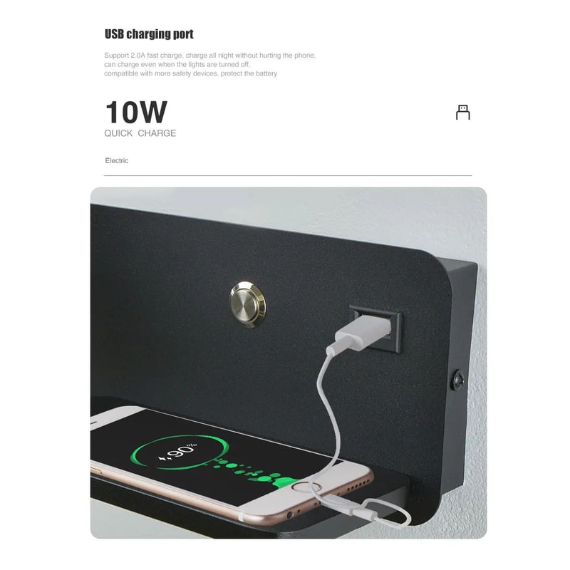 Nordic USB And Wireless Charging LED Wall Lamp 5 W 9