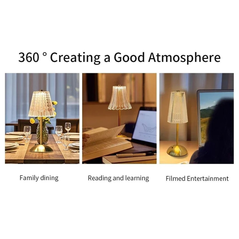 Crystal LED Rechargeable Touch Table Lamp 6