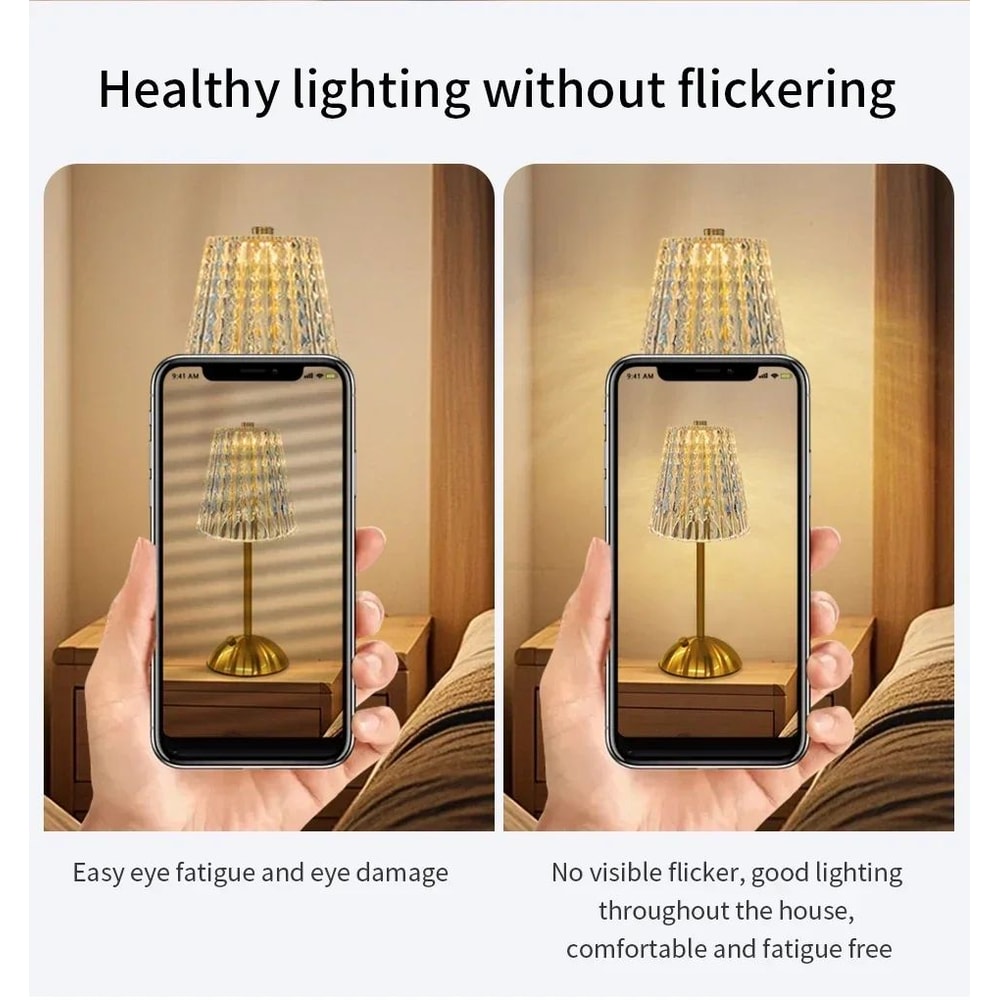 Crystal LED Rechargeable Touch Table Lamp 8