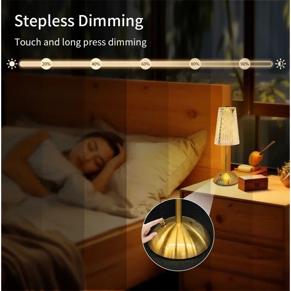 Crystal LED Rechargeable Touch Table Lamp 9