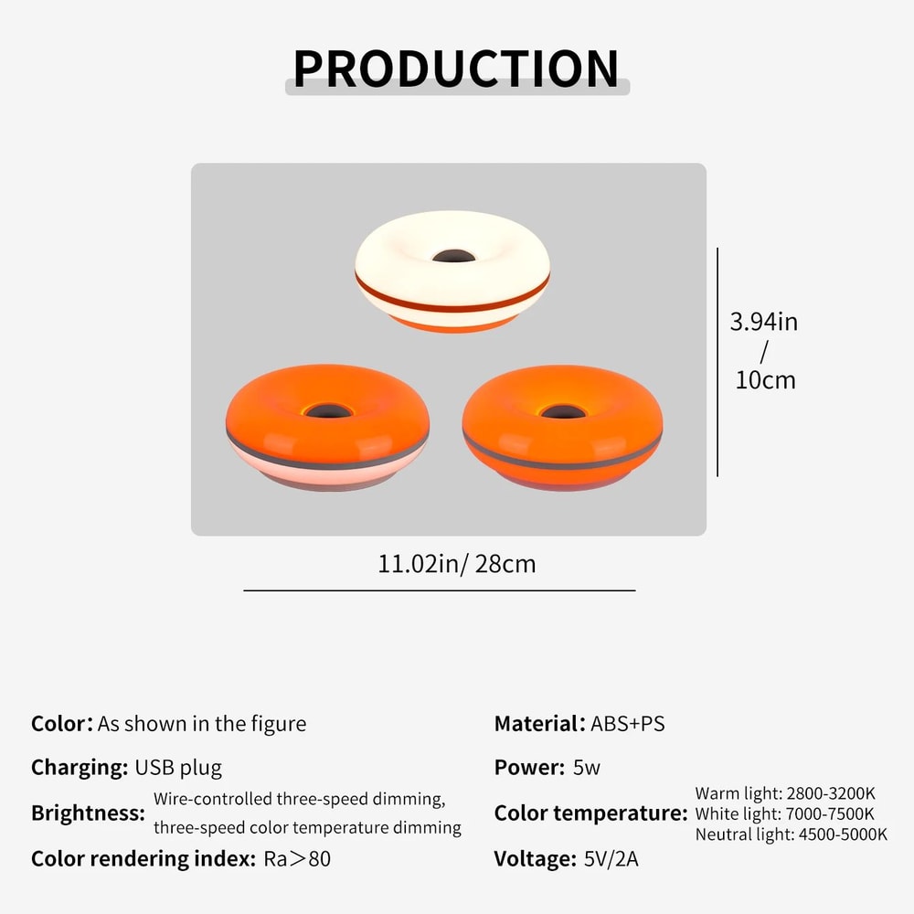 Donut LED Rechargeable Touch Table Lamp 7