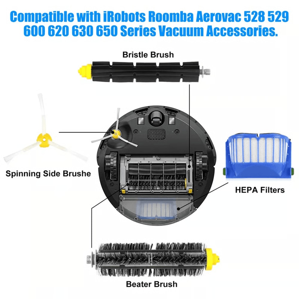 Vacuum Filter And Brush Replacement Kit For IRobot Roomba For Stronger Cleaning 8