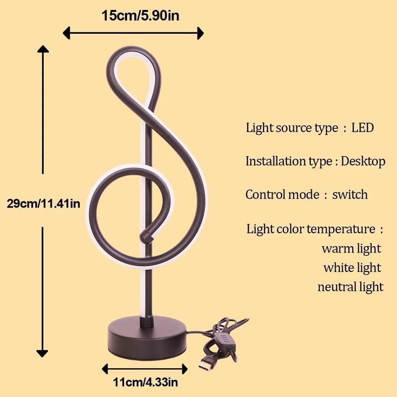 Musical Note LED Dimmable Table Lamp 5