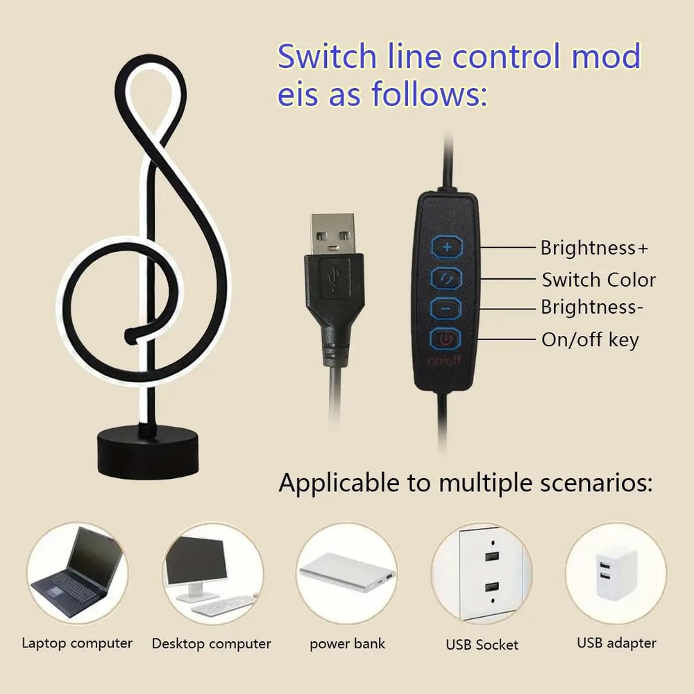 Musical Note LED Dimmable Table Lamp 8