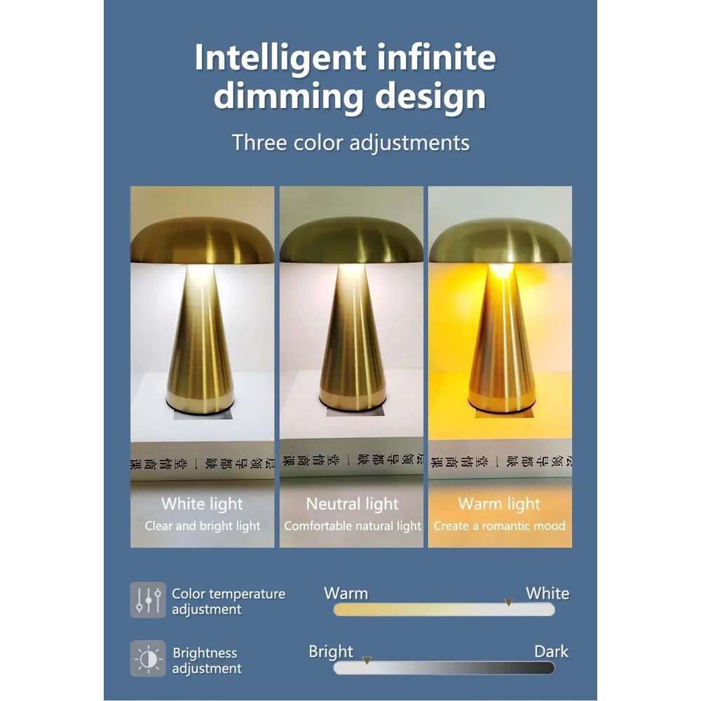 Rechargeable LED Mushroom Night Light Lamp 8