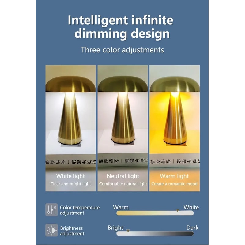 Rechargeable LED Mushroom Night Light Lamp 8