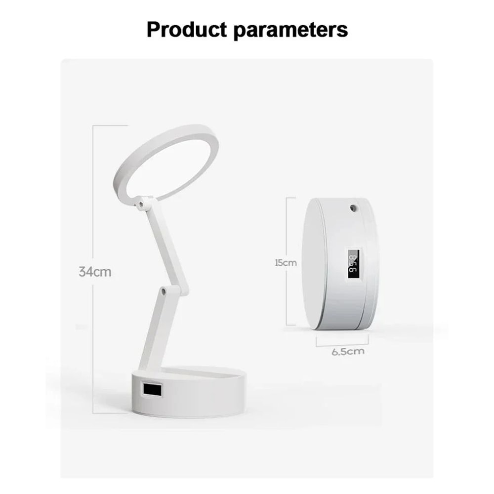 Rechargeable Foldable LED Desk Lamp With Clock 12