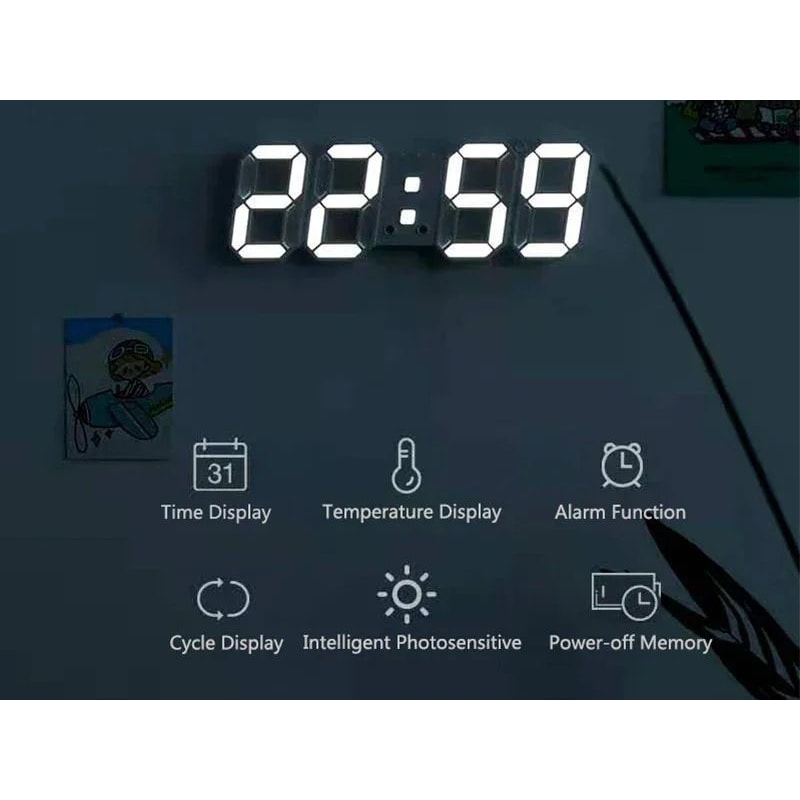 3D LED Digital Clock Wall Decoration 6
