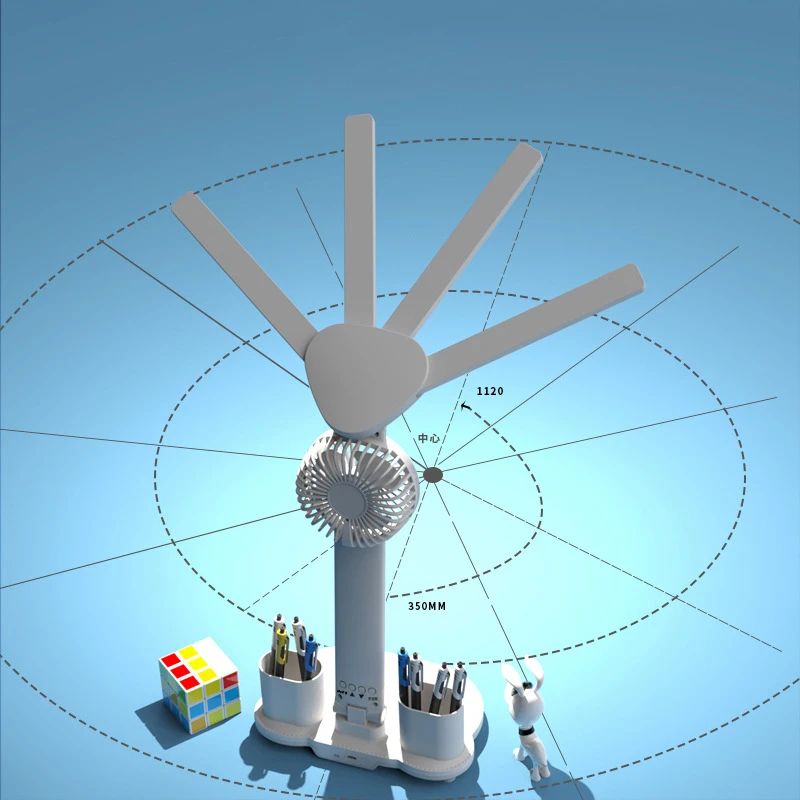 Rechargeable LED Desk Lamp With Fan And Clock Display 3