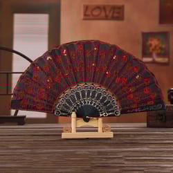 chinese style embroidered folding hand fan