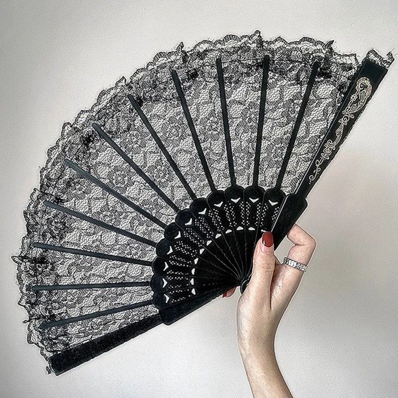 Victorian Lace Floral Folding Hand Fan 2