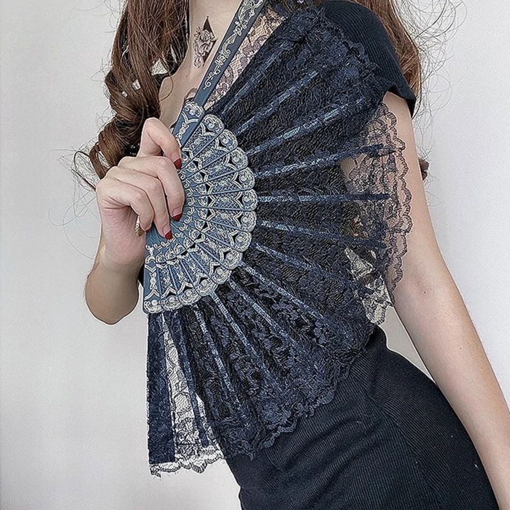 Victorian Lace Floral Folding Hand Fan 3