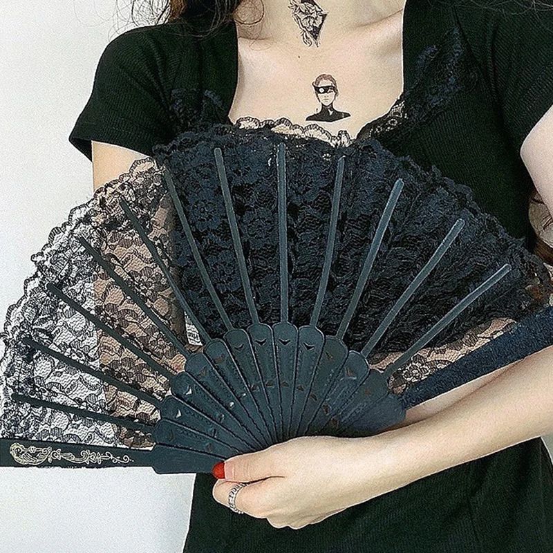Victorian Lace Floral Folding Hand Fan 9