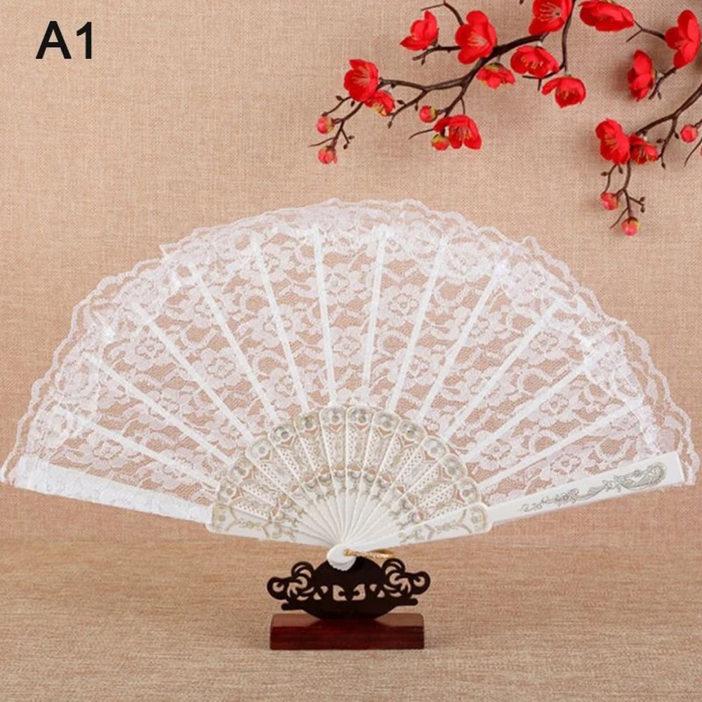Victorian Lace Floral Folding Hand Fan 12