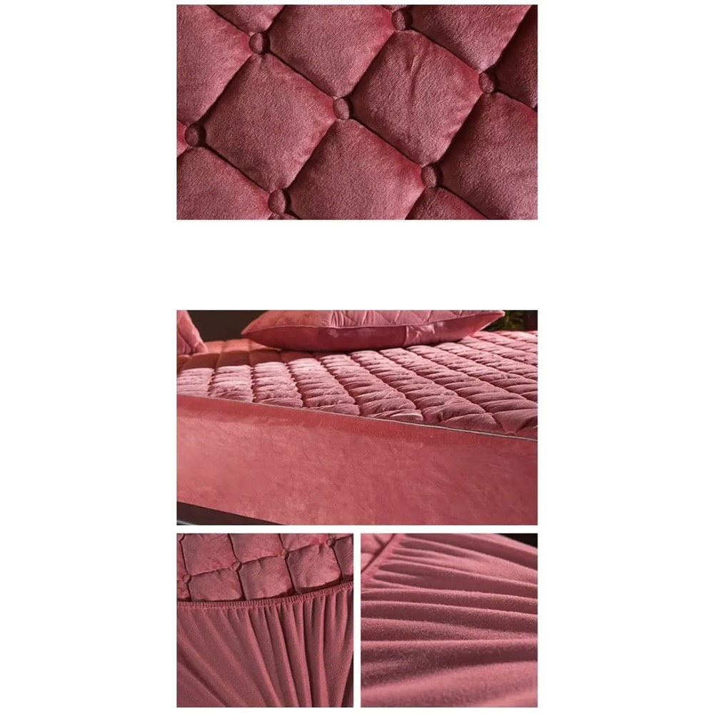 Plush Thickened Crystal Velvet Quilted Mattress Cover 4
