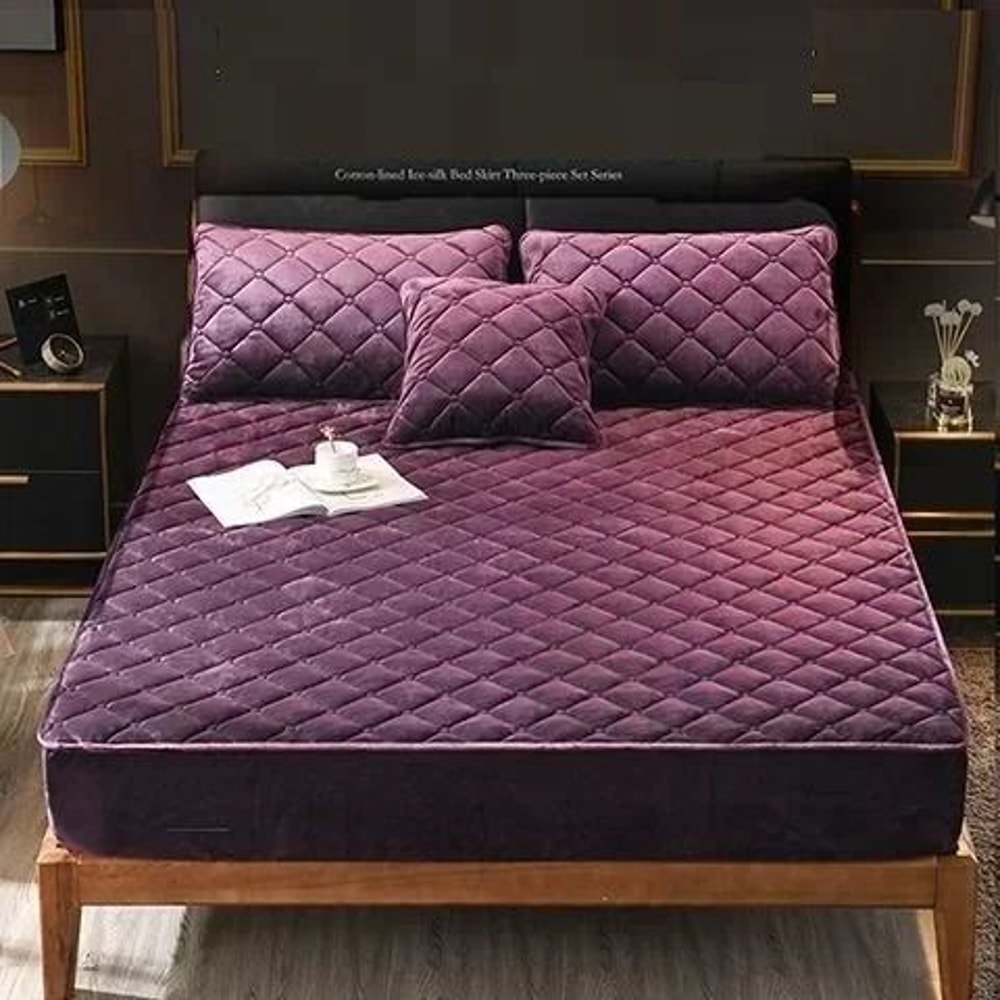 Plush Thickened Crystal Velvet Quilted Mattress Cover 19