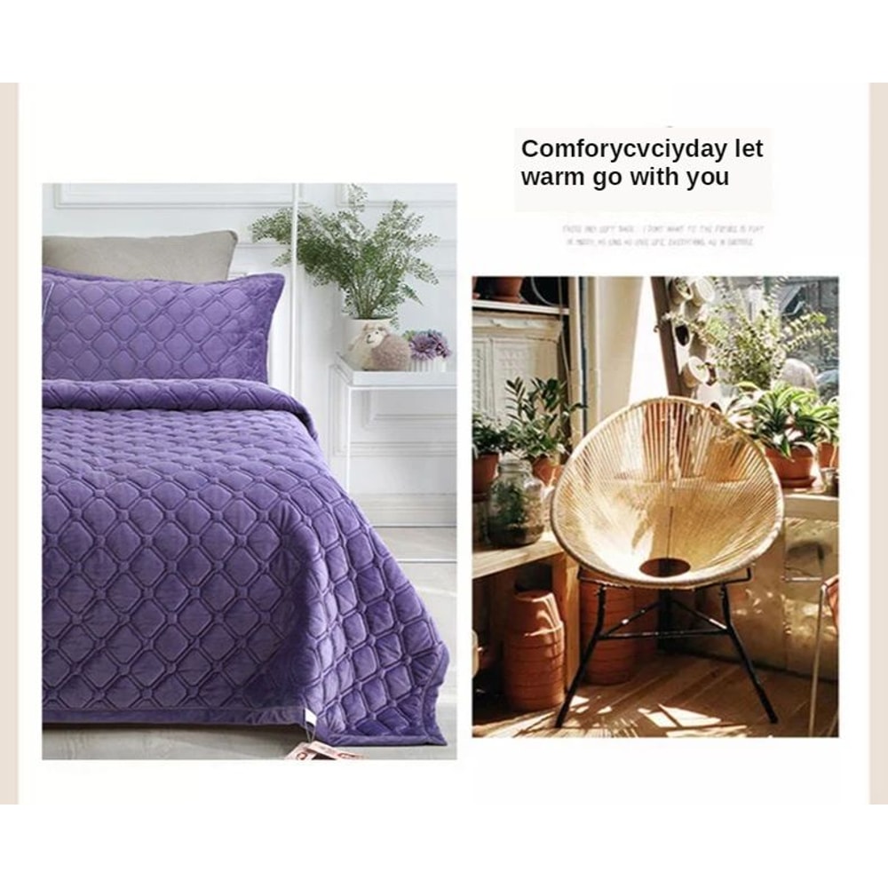 Soft Velvet Quilted Bedspread Blanket 270x230cm 3