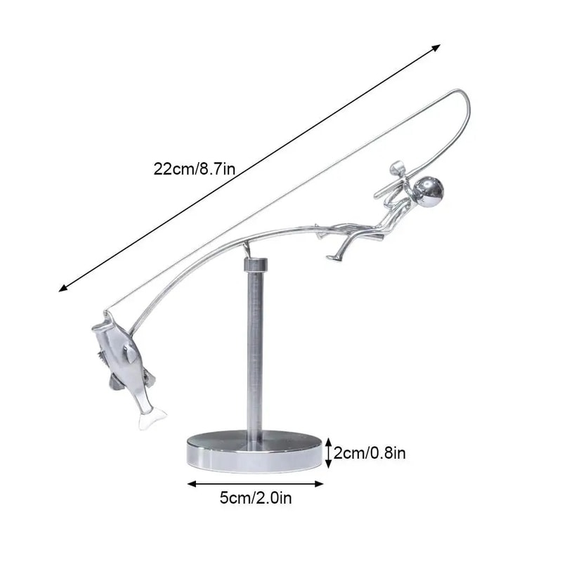 Polished Stainless Steel Fisherman Balancing Sculpture 5