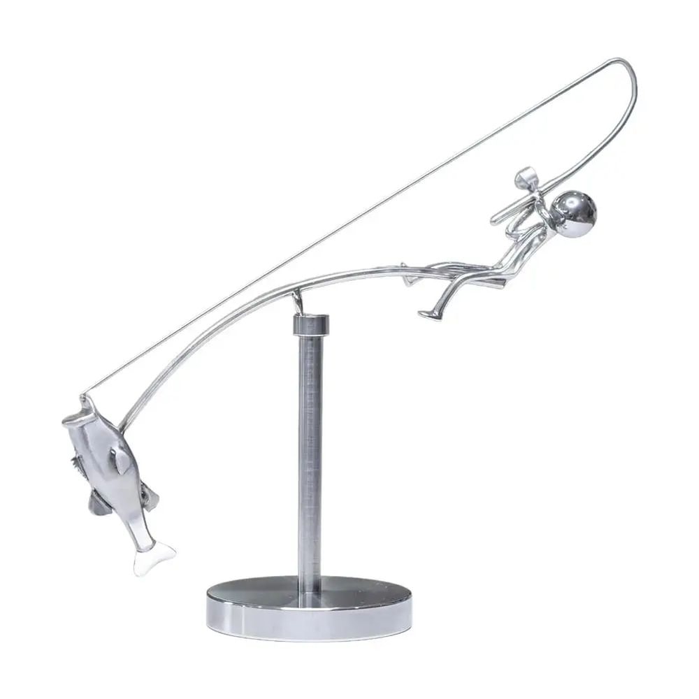 Polished Stainless Steel Fisherman Balancing Sculpture 6