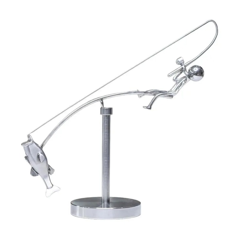 Polished Stainless Steel Fisherman Balancing Sculpture 6