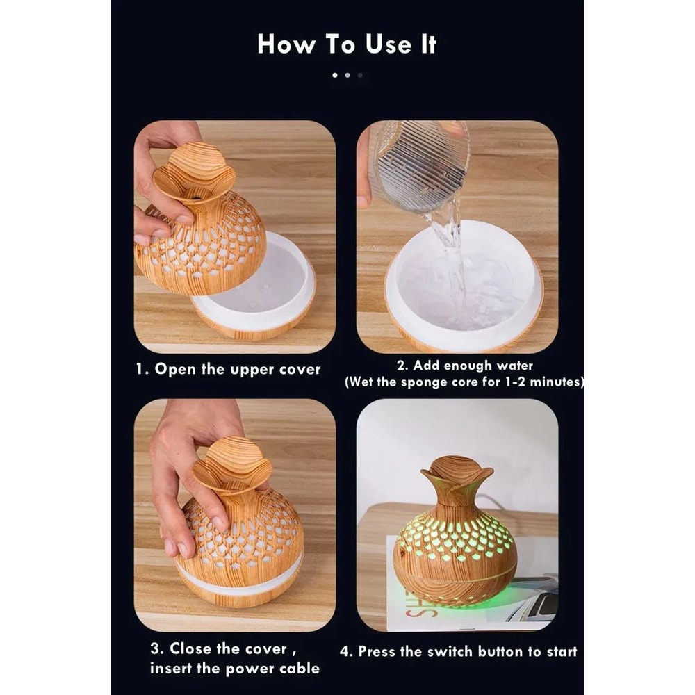 Wood Grain USB Aroma Humidifier 300ml 8