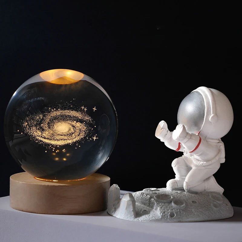 USB Crystal Ball Night Light With Wooden Base 3