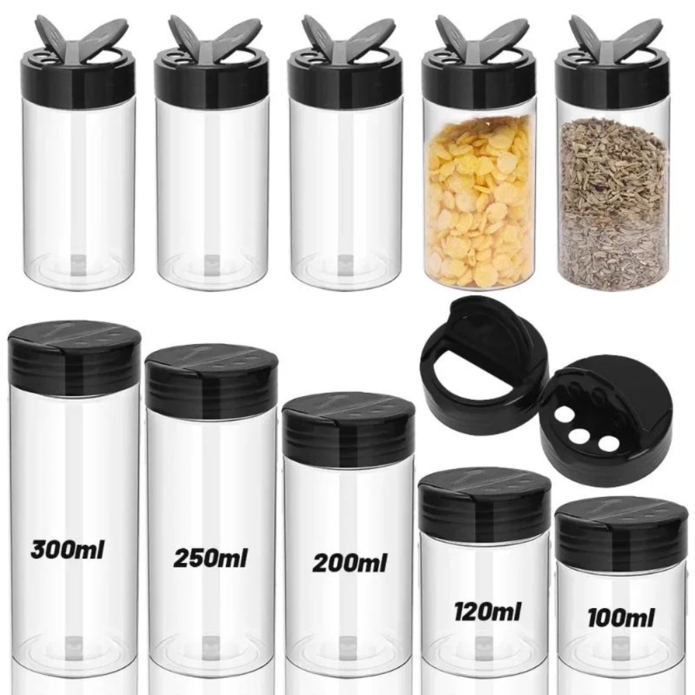 Clear Plastic Spice And Condiment Storage Jars 5