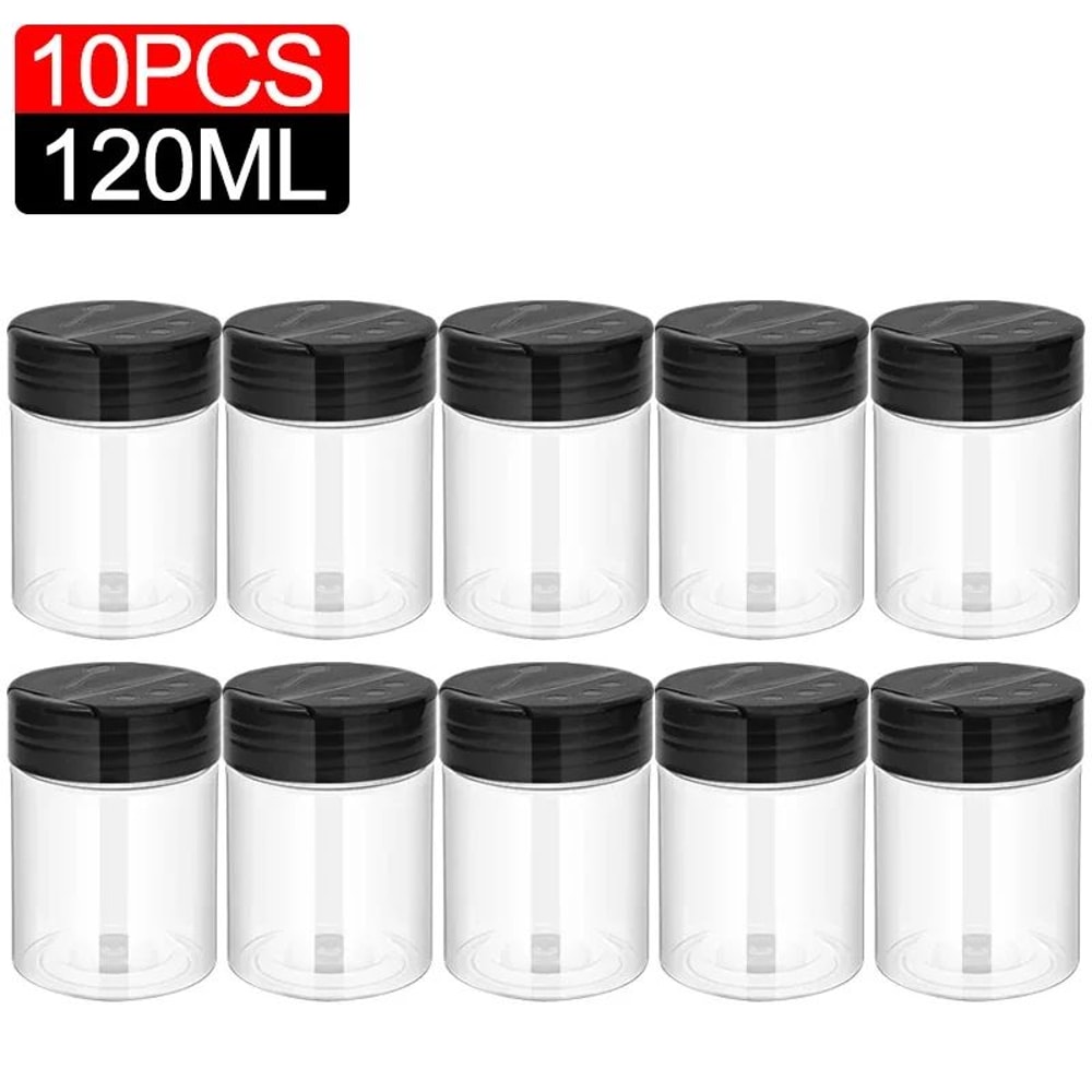 Clear Plastic Spice And Condiment Storage Jars 6