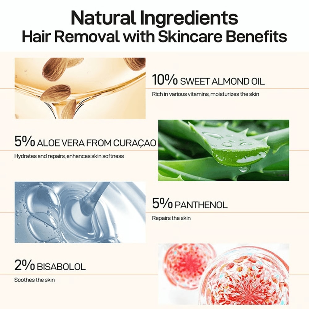 Fast Hair Removal Cream For Women Painless Whitening Skin Hydrating Formula 6