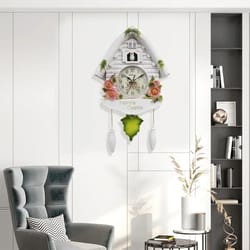 nordic bird house cuckoo wall clock with pendulum and hourly alarm