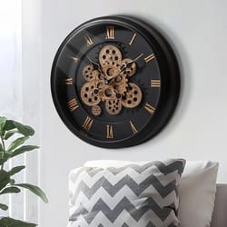 industrial moving gear wall clock 16 inch battery operated